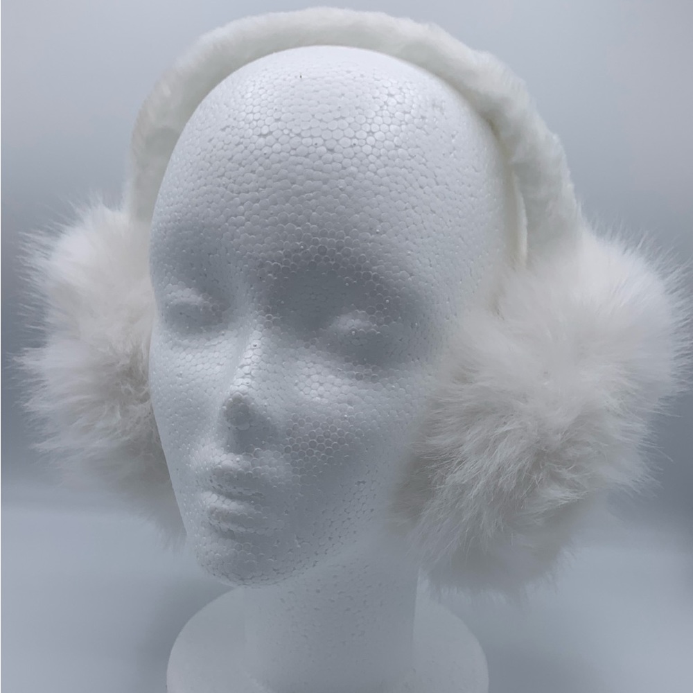 Winter Faux Fur Foldable Earmuffs in White